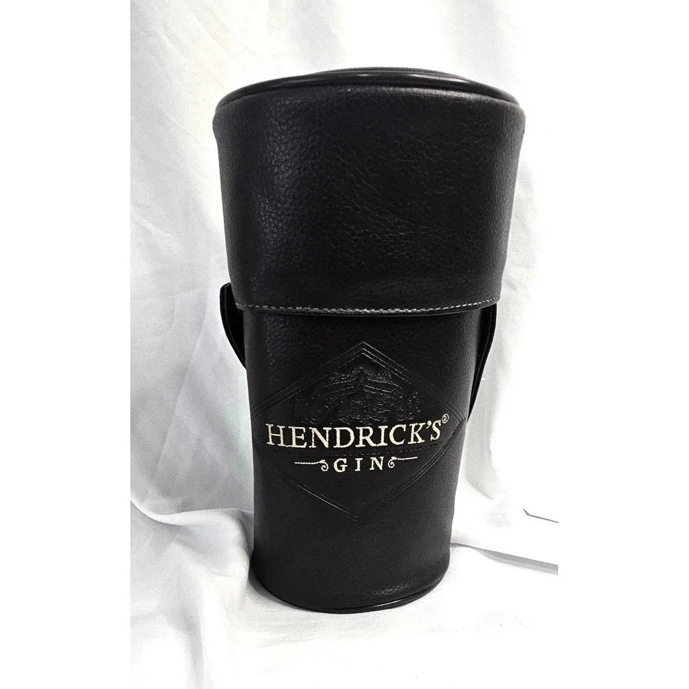 VTG Hendricks Gin Black Faux Leather Insulated Bottle Carrier Travel Case Bag